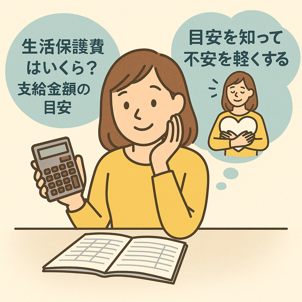 生活保護費の金額イメージ（家計簿と電卓）